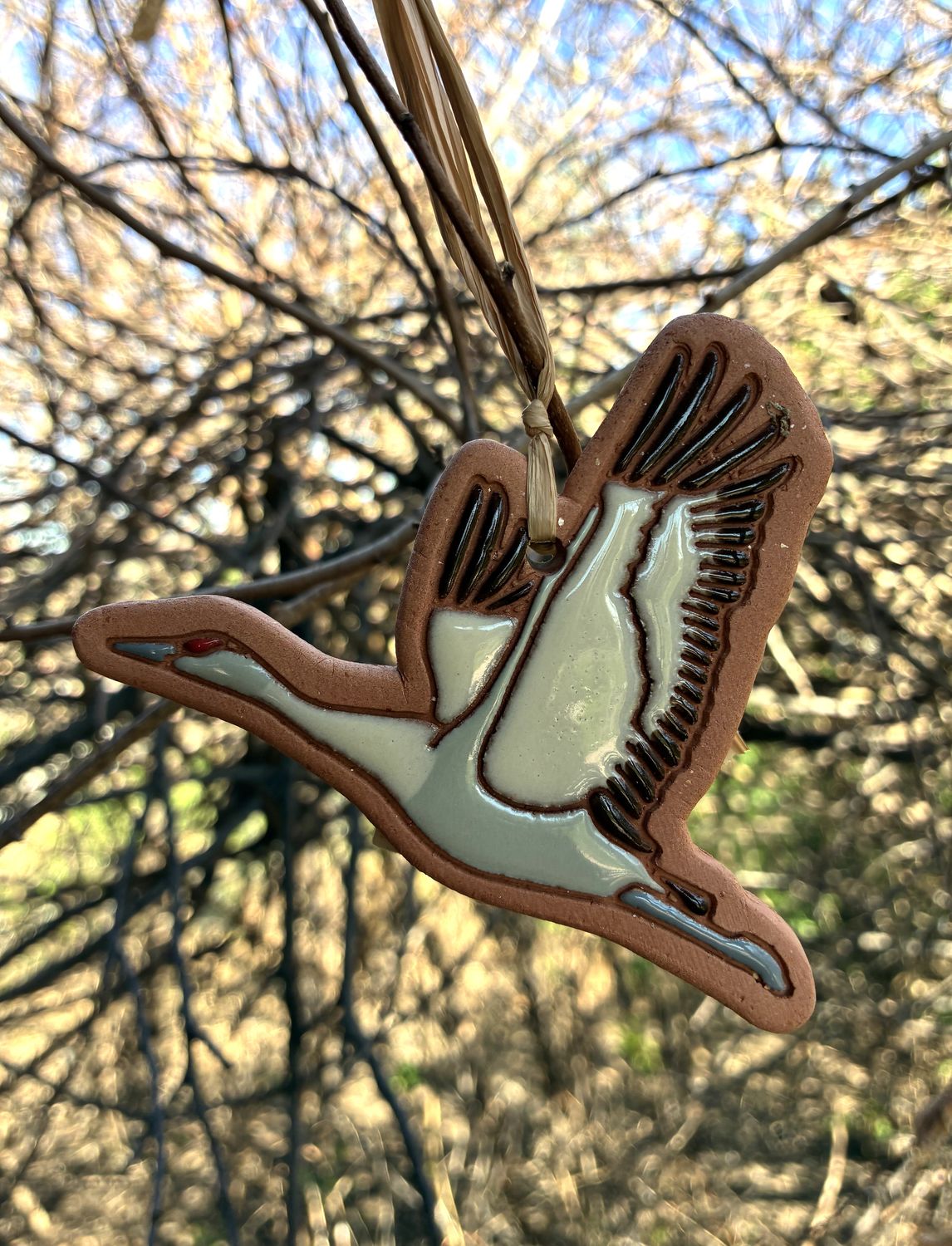 Clay Sandhill Crane Ornament