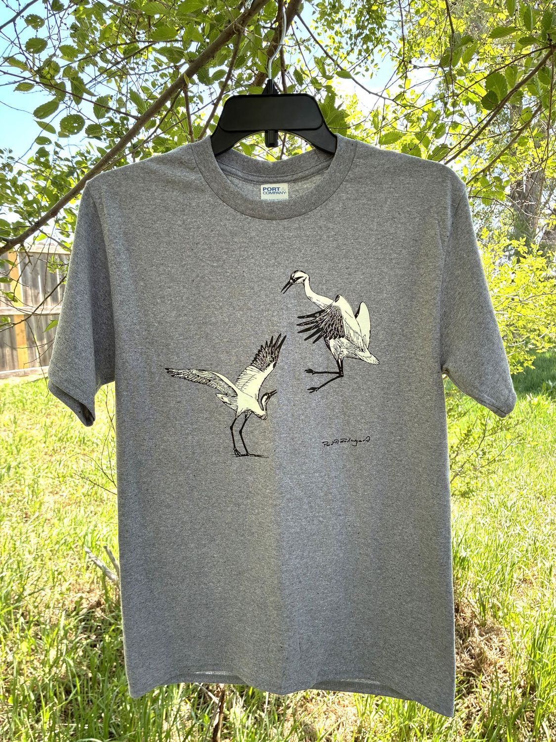 Dancing Cranes Short Sleeve Shirt by Pau Johnsgard