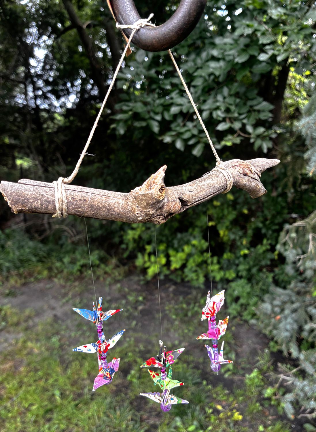 Small Hanging Origami on a Branch #9