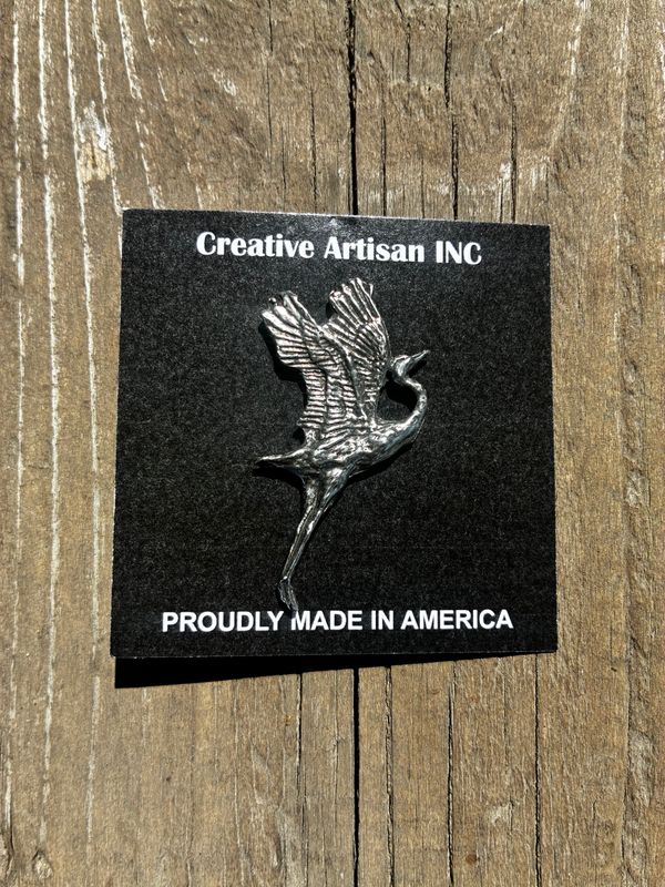 Sandhill Crane Dancing Lapel Pin