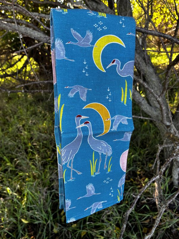 Sandhill Cranes at Dawn Tea Towel
