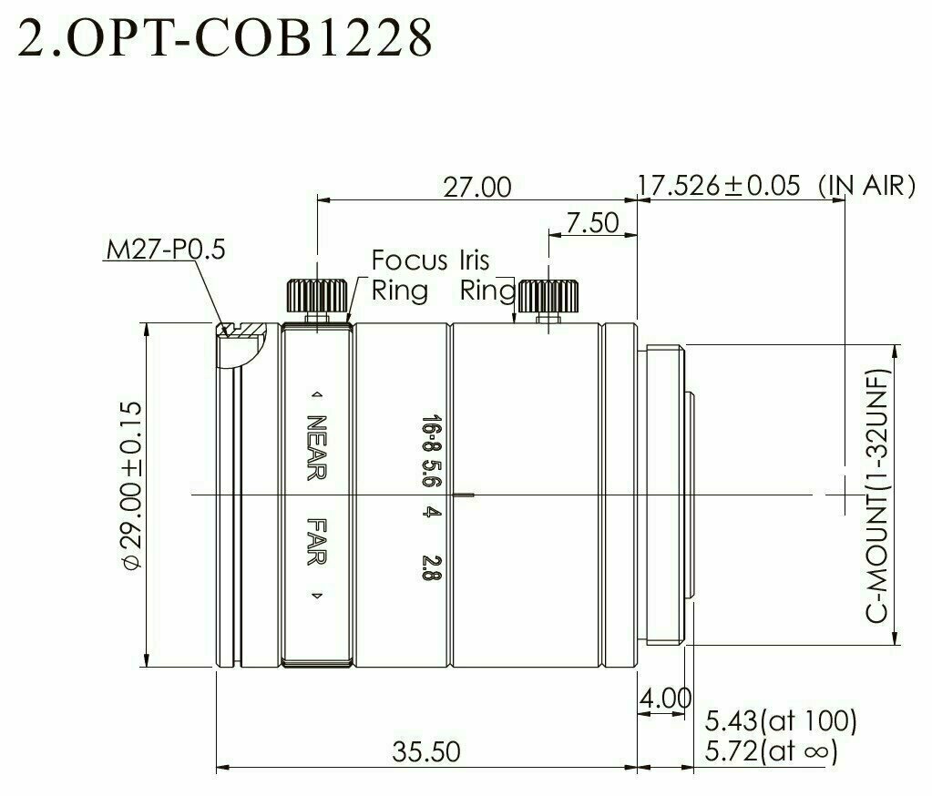 OPT-COB1228B, Brennweite f=12mm