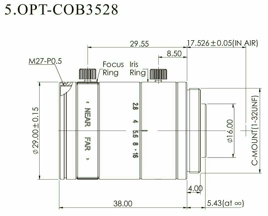 OPT-COB3528B, Brennweite f=35mm