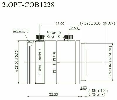 OPT-COB1228B, Brennweite f=12mm