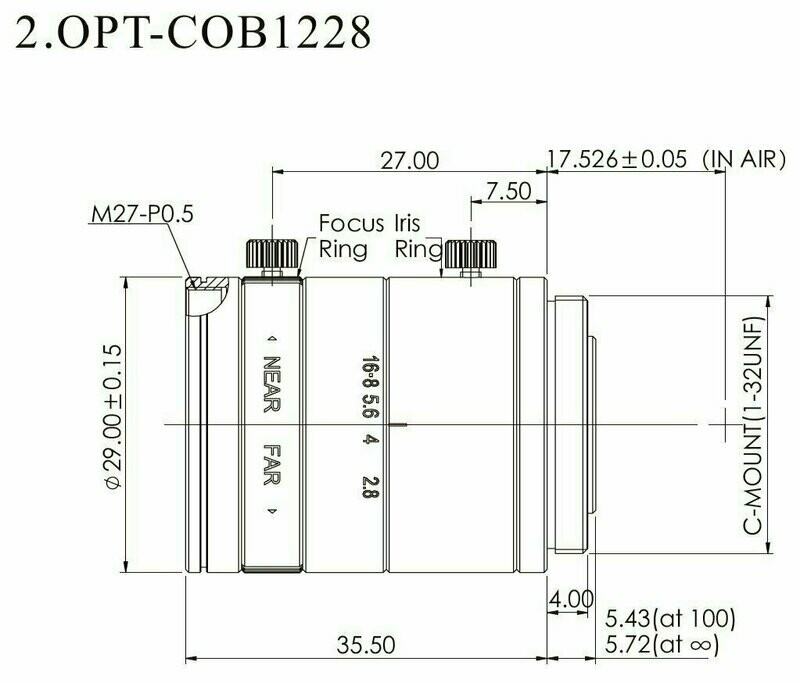 OPT-COB1228B, Brennweite f=12mm