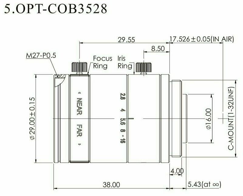 OPT-COB3528B, Brennweite f=35mm