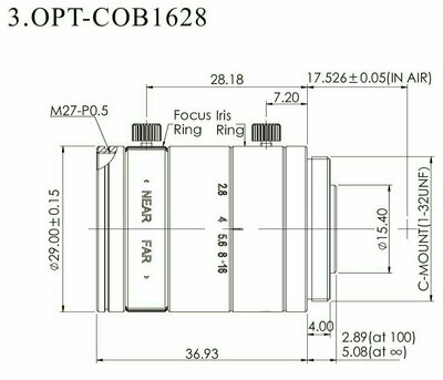 OPT-COB1628B, Brennweite f=16mm