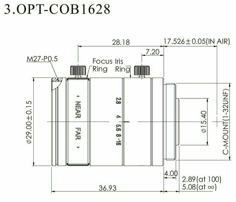 OPT-COB1628B, Brennweite f=16mm