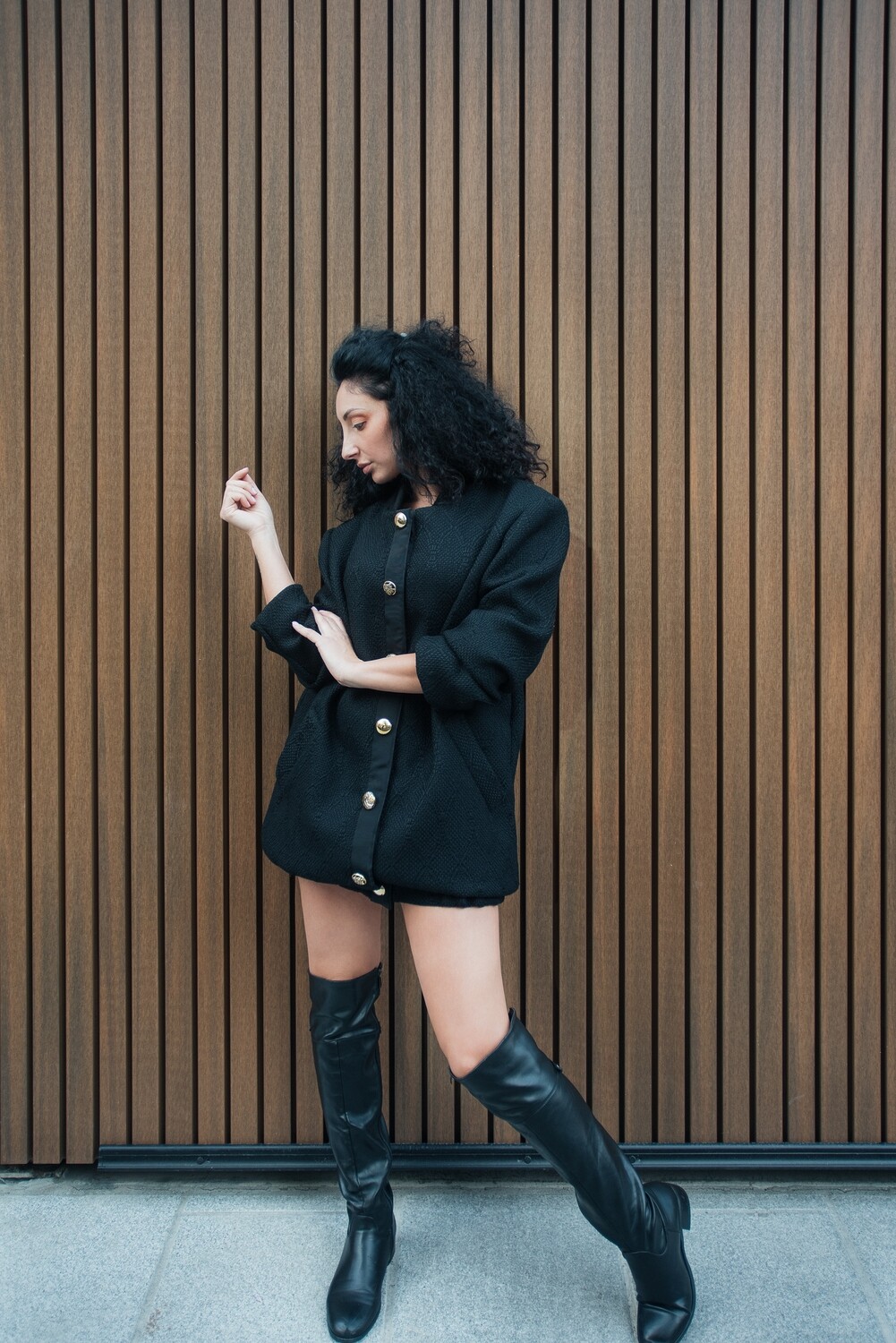 Giacca Lunga Oversize in tessuto Bouclet
