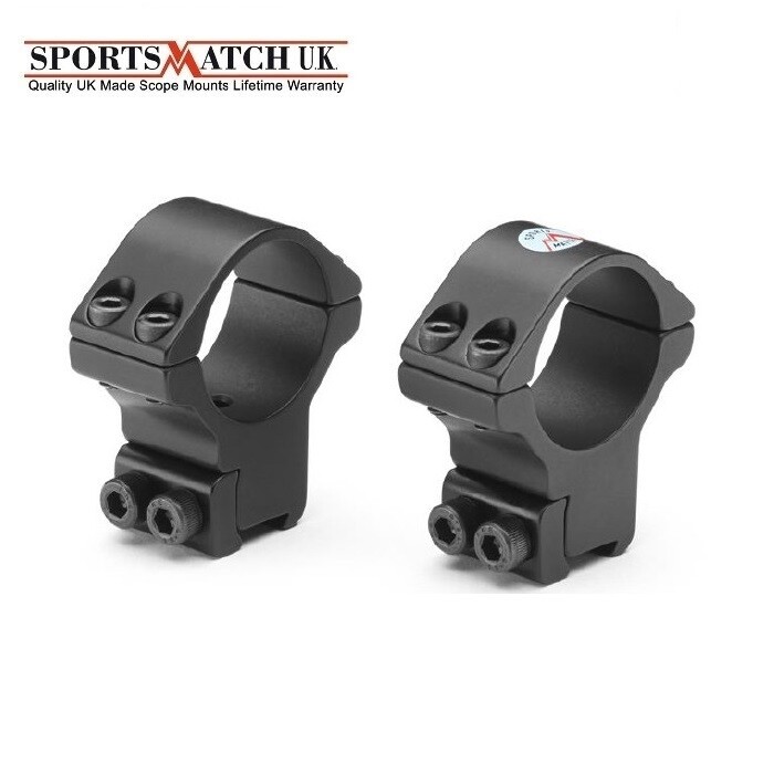 Sportsmatch WULF HTO36C 30mm (High) Double Screw 2 Piece Rifle Scope Ring Mounts 9-11mm