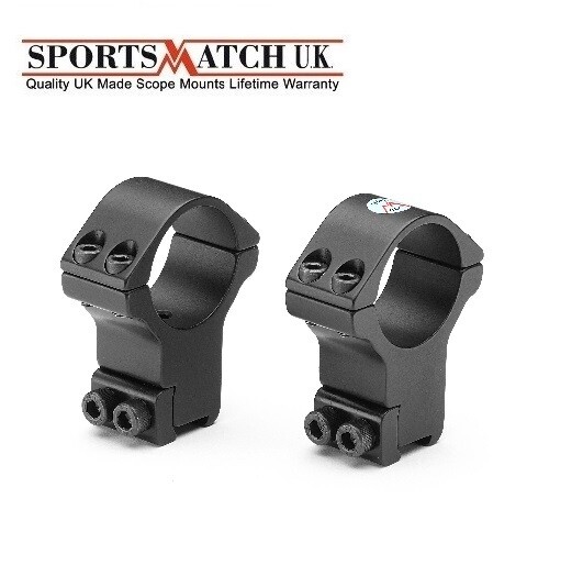 Sportsmatch WULF HTO71 30mm (Extra High) Double Screw 2 Piece Rifle Scope Ring Mounts 9-11mm