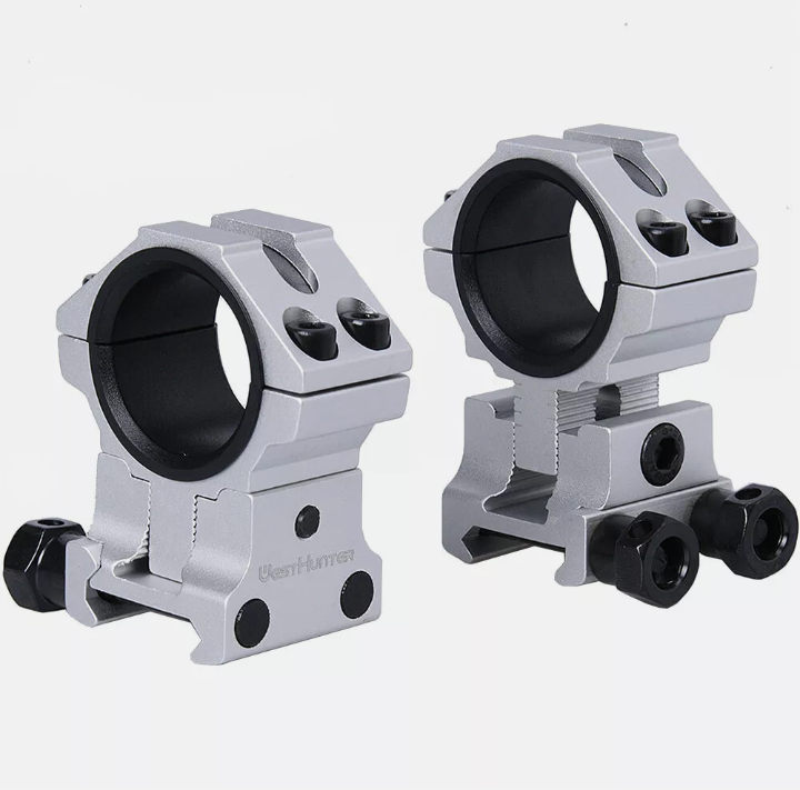 WestHunter Infinity Adjustable Profile Weaver Mounts (Silver) 30mm &amp; 1&quot; Tube