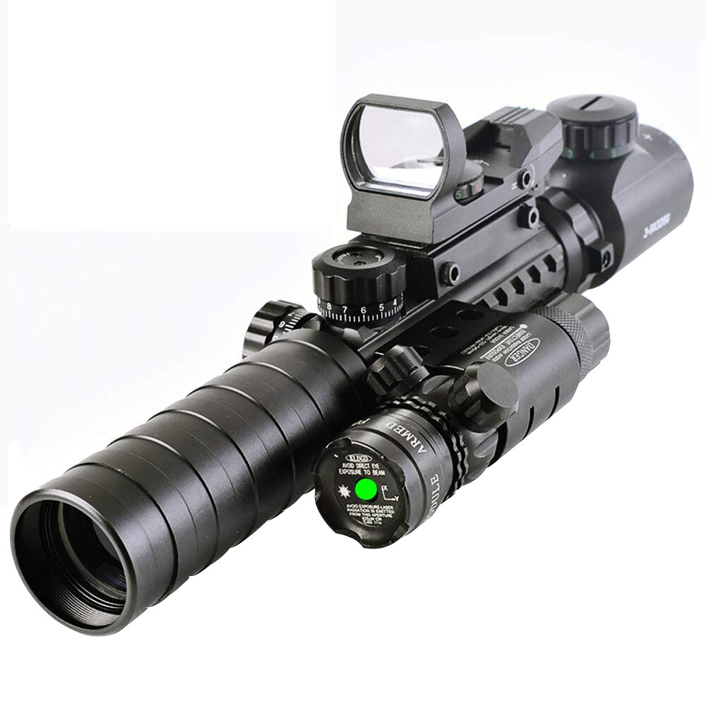 Luger Tactical 3-9x32 Scope, Holographic Sight, Laser Combo