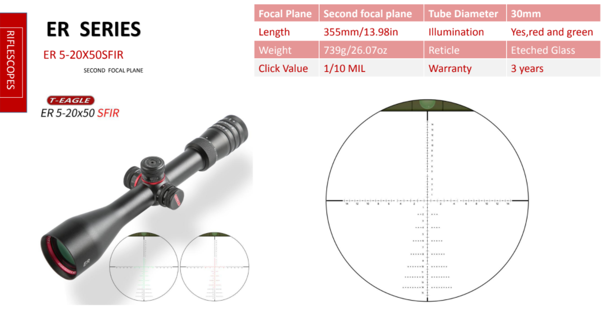 T-Eagle ER5-20x50SFIR Hunting Riflescope – Riflescopesuk