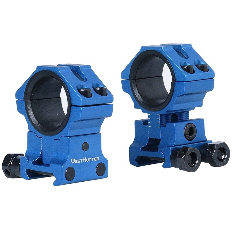WestHunter Infinity Adjustable Profile Weaver Mounts (Blue) 30mm &amp; 1&quot; Tube