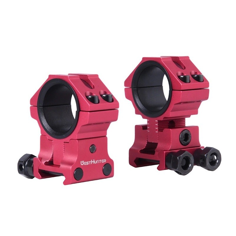 WestHunter Infinity Adjustable Profile Weaver Mounts (Red) 30mm &amp; 1&quot; Tube