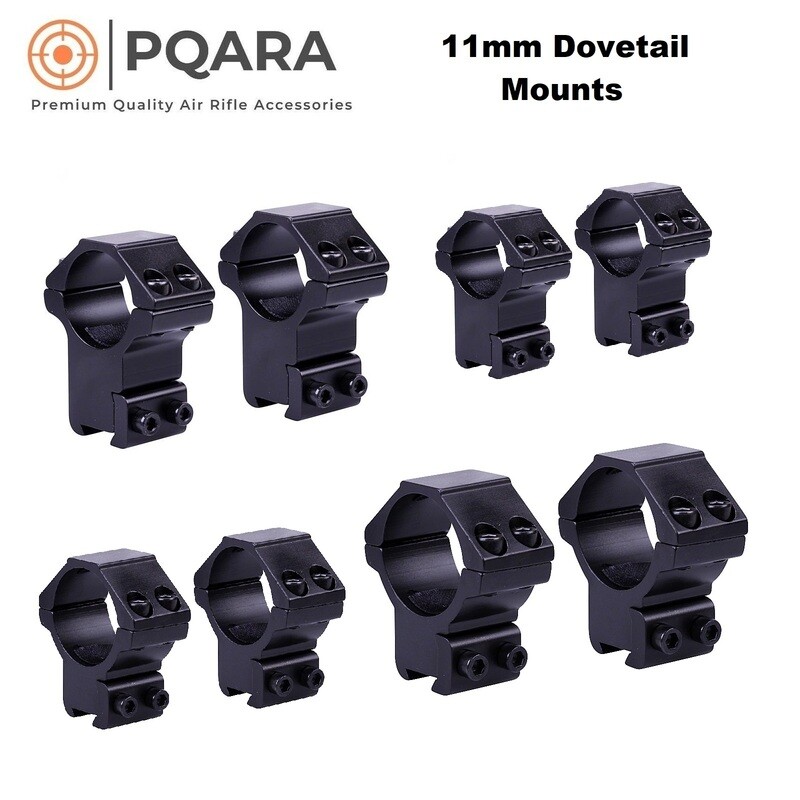 PQARA 30mm Two Piece 11mm Dovetail Scope Ring Mounts (Medium)