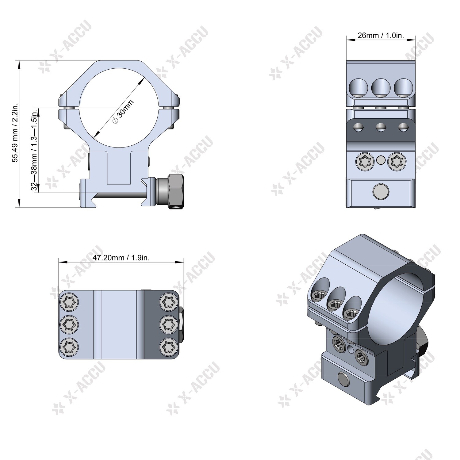 Vector Optics XASR-3040 X-ACCU 30mm Adjustable Elevation
