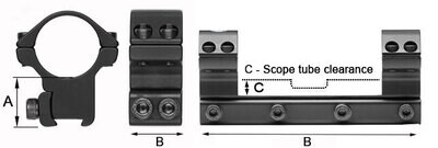 WULF by Sportsmatch HETO38C 30mm High 9-11mm Extended Scope Rings