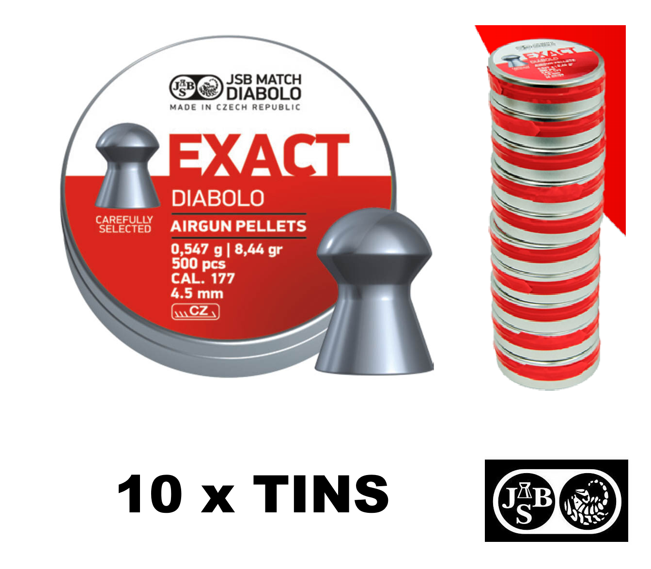 JSB Exact Diablo Airgun Pellets .177 cal 4.52mm 10 Tins x 500 pcs