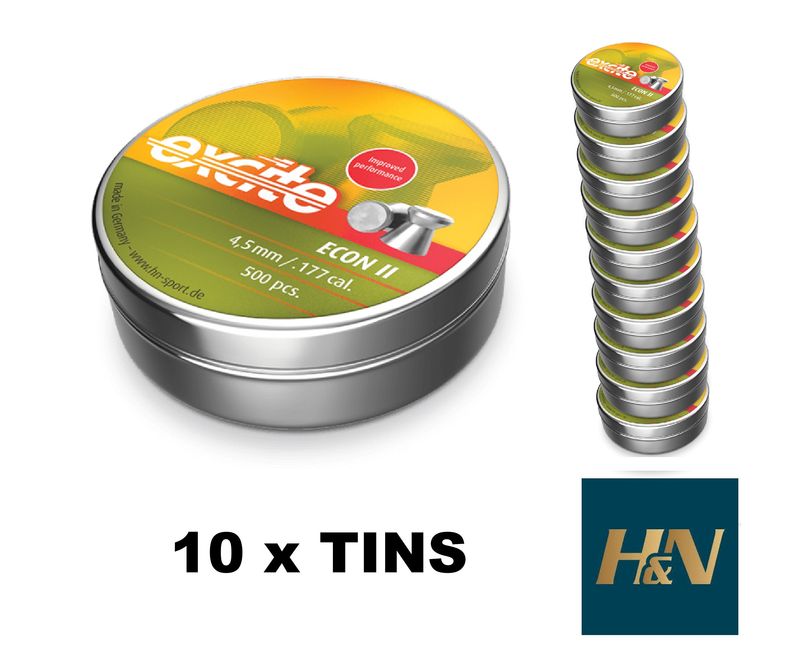 H&amp;N Excite ECON II Airgun Pellets .177 4.50mm 10 Tins x 500pcs