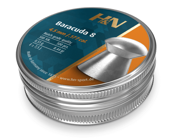 H&amp;N Baracuda 8s Airgun Pellets .177 cal 4.51mm 500 pcs