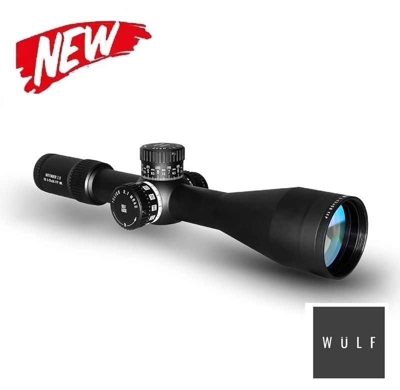 WULF Defender 2.0 ED 5-25x56 FFP W-MIL5 0.1 MRAD Rifle Scope + Free 34mm Mounts
