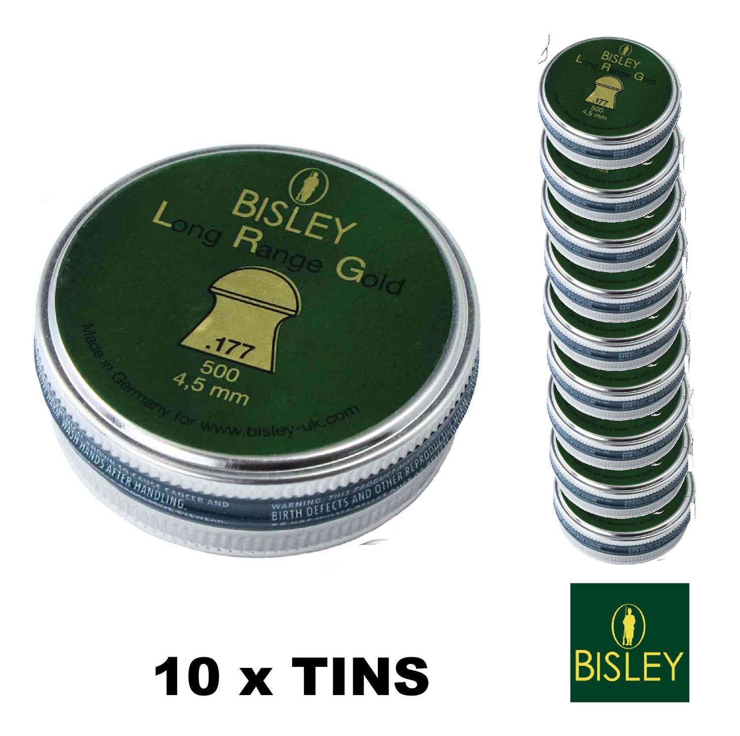 Bisley Long Range Gold  Airgun Pellets .177 cal 10 Tins x 500 pcs