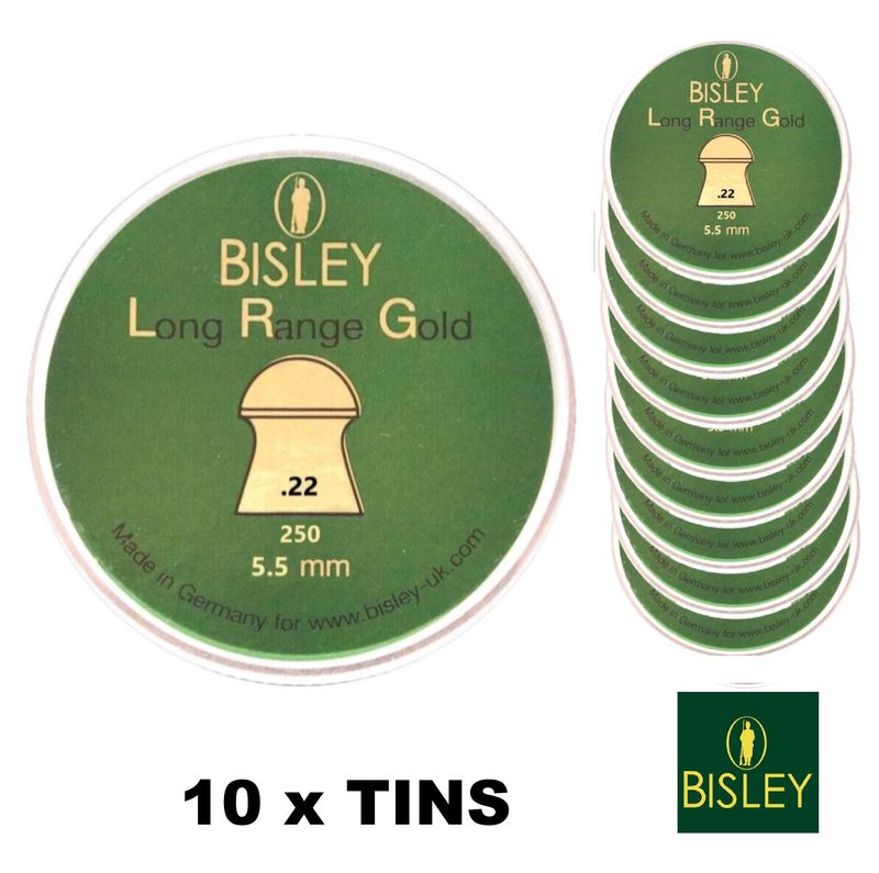 Bisley Long Range Gold  Airgun Pellets .22 5.5mm  10 x Tins  2500 pcs