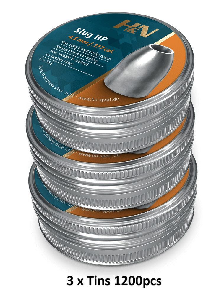 H&amp;N Slug HP 10 gr .177cal  Air Rifle Pellet 3 x Tins 1200pcs