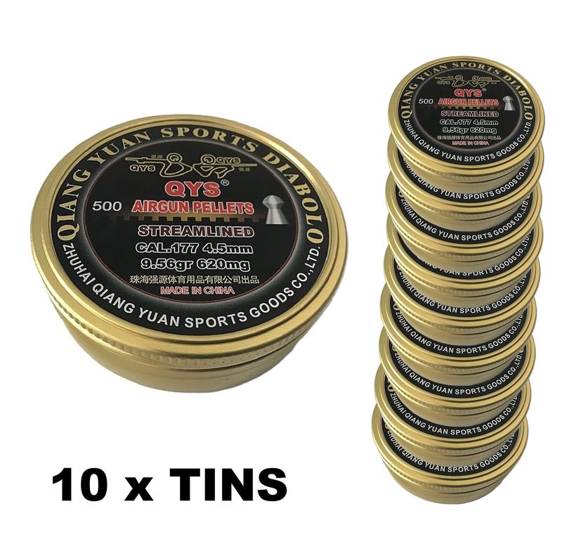 QYS Domed Heavy .177  Airgun Pellet 4.49 9.56gr  10 x Tins 5000pcs