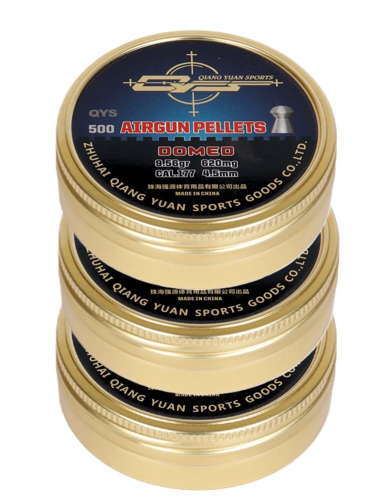 QYS Domed Heavy .177  Airgun Pellet 4.49 9.56gr  3 x tins 1500pcs