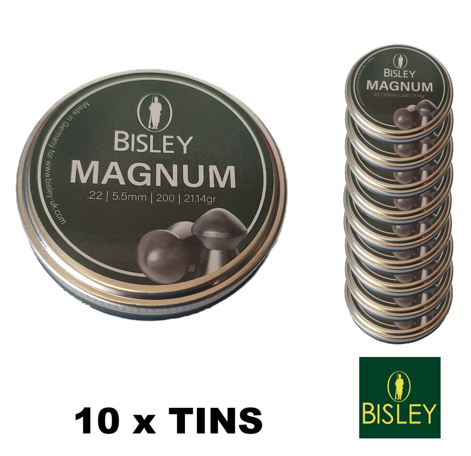 Bisley  Magnum Pellets .22 cal 10 x Tins 2000pcs