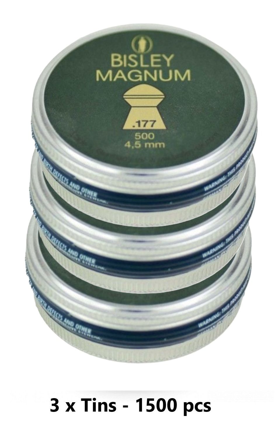 Bisley Magnum Pellets .177 cal 3 x Tins 1500pcs