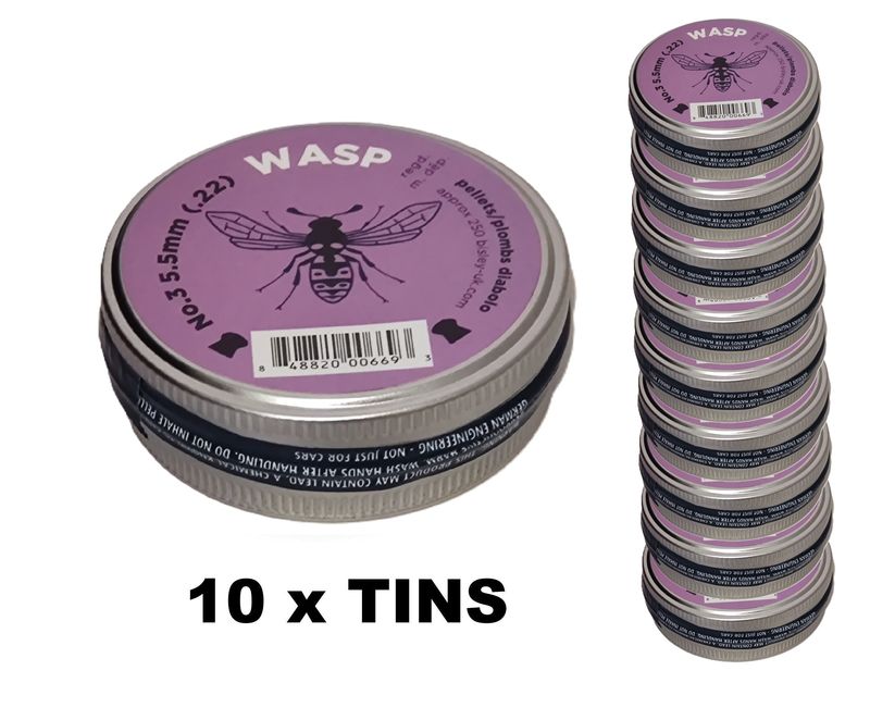 WASP  No3 Purple .22 Airgun Pellets 14.4gr 10 Tins - 2500 pcs