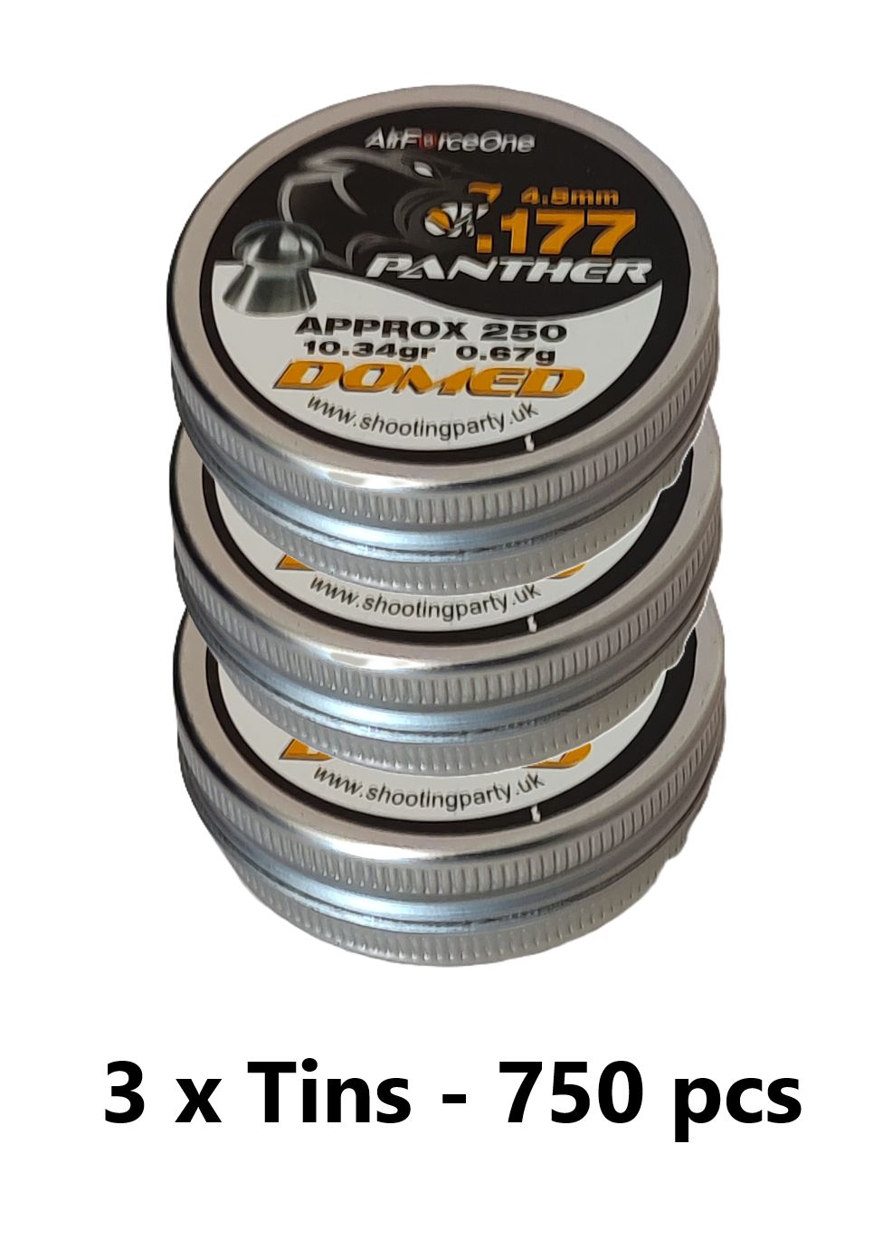 AirForceOne Panther Airgun Pellets .177 10.34gr 3 x Tins x 750 pcs