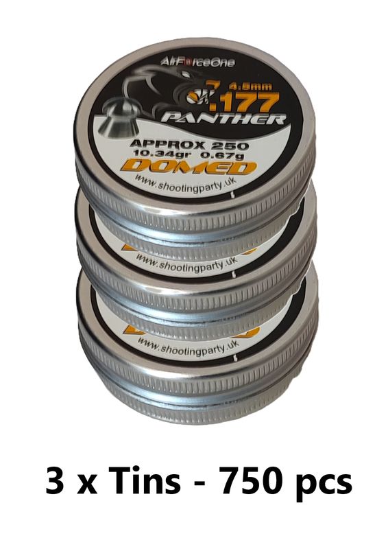 AirForceOne Panther Airgun Pellets .177 10.34gr 3 x Tins x 750 pcs