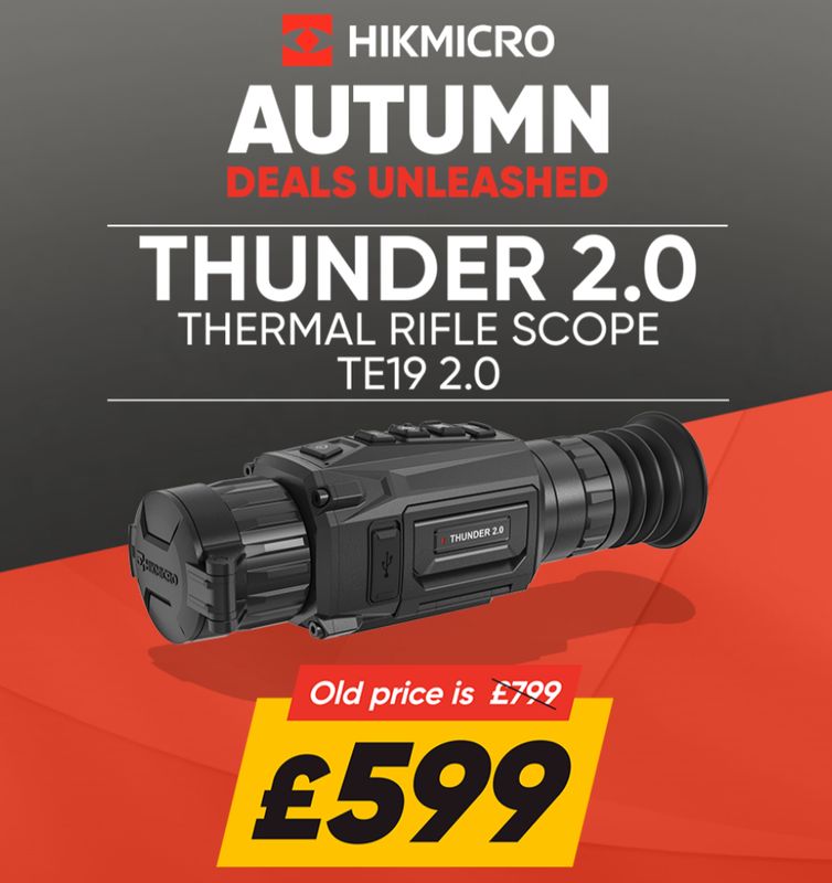 HIKMICRO Thunder 2.0 TE19 Smart Thermal Rifle Scope with Rail - 2.5x 19mm