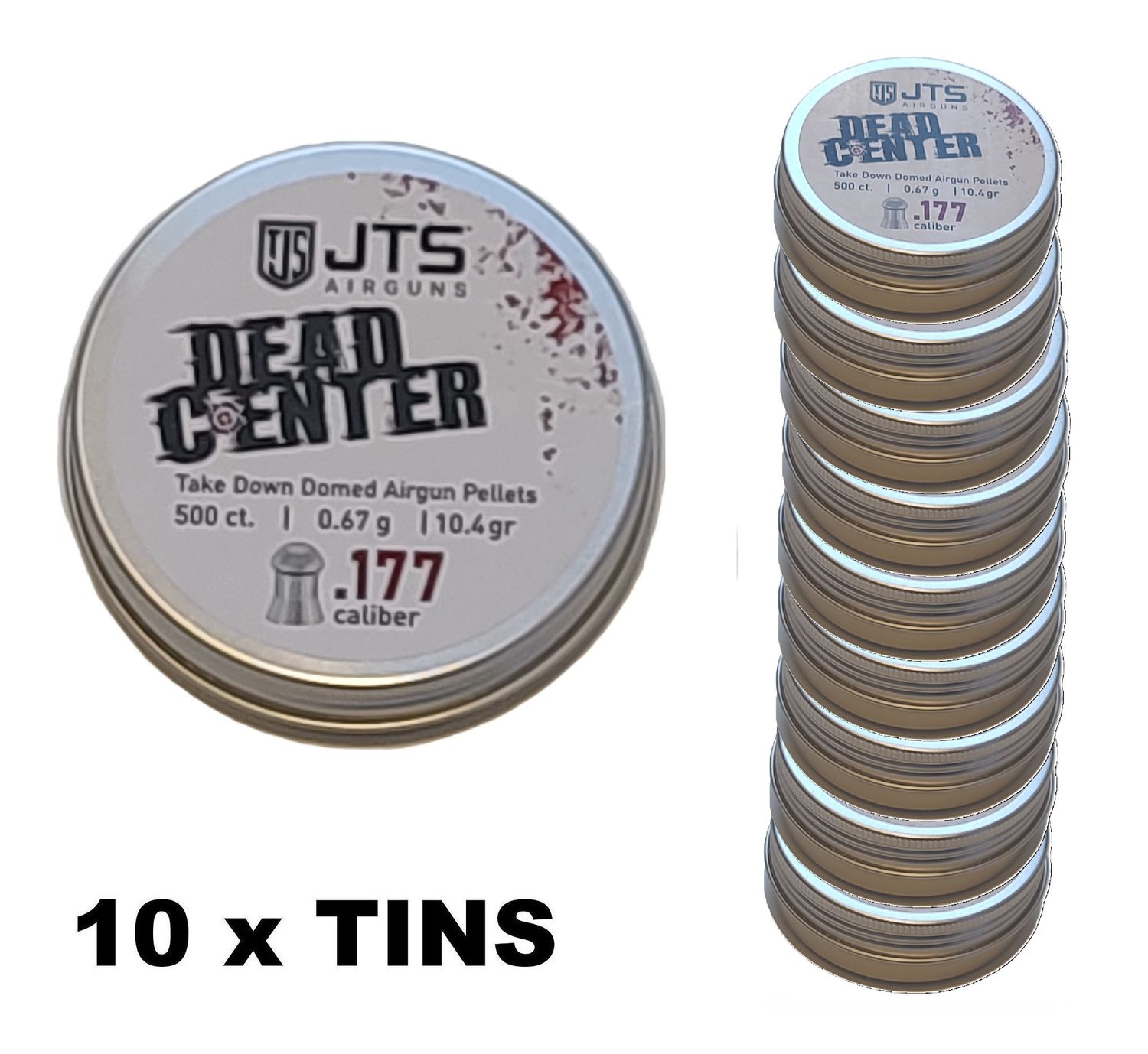 JTS Dead Center Domed .177 4.5mm Airgun Pellets - 10.4 grains 10 x Tins 5000pcs