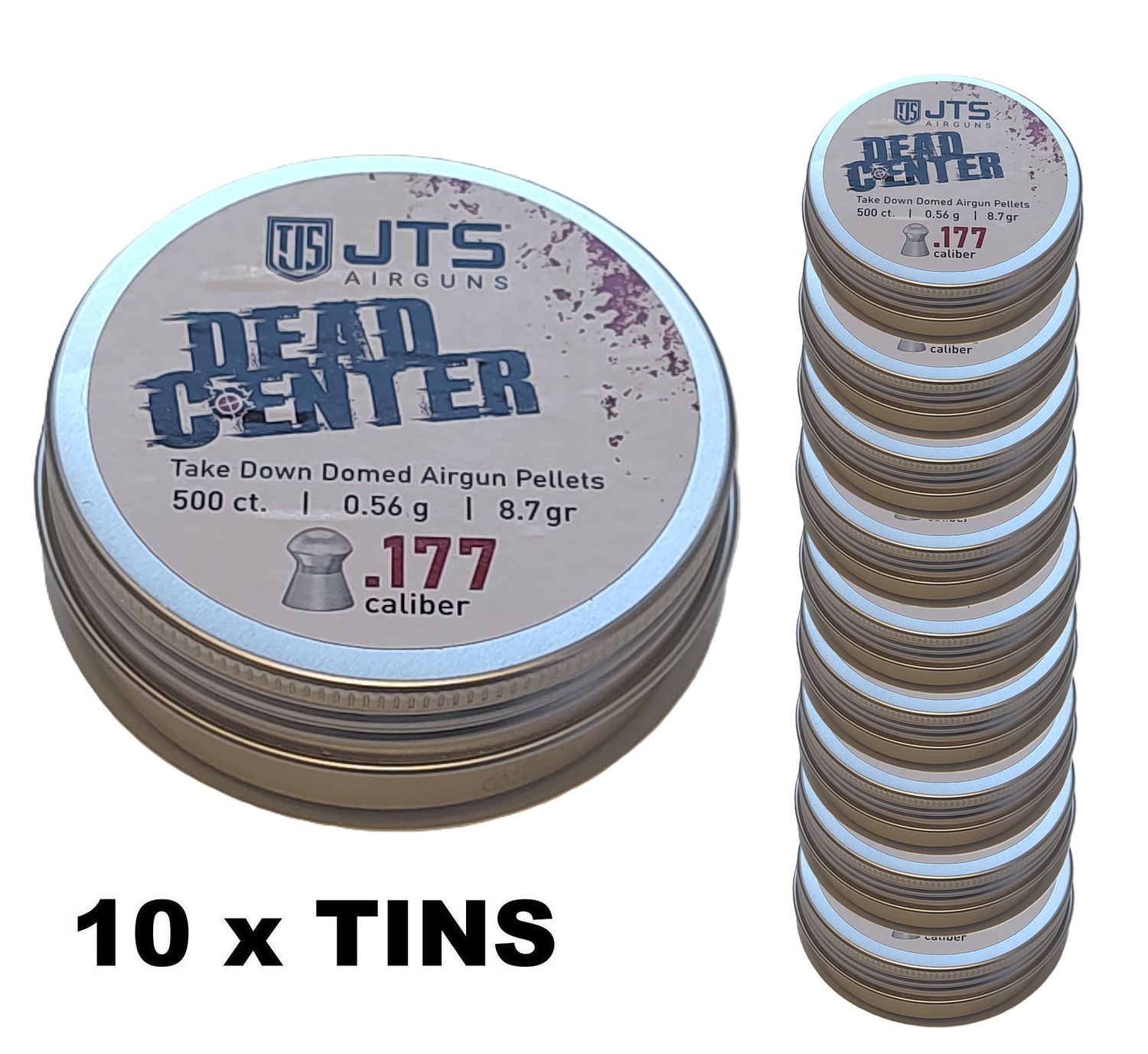 JTS Dead Center Domed .177 4.5mm Airgun Pellets - 8.7 grains 10 x Tins 5000pcs