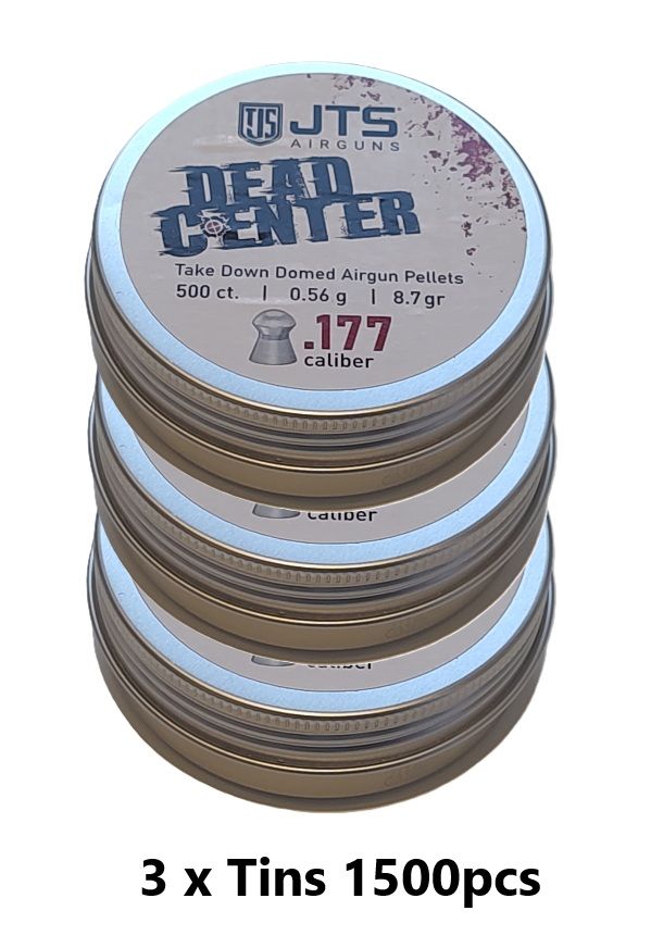 JTS Dead Center Domed .177 4.5mm Airgun Pellets - 8.7 grains 3 x Tins 1500pcs