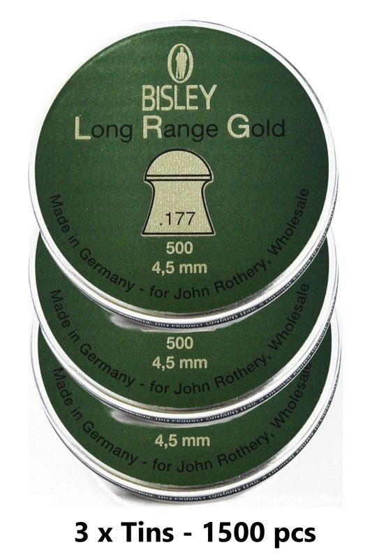 Bisley Long Range Gold  Airgun Pellets .177 cal 3 x Tins - 1500 pcs