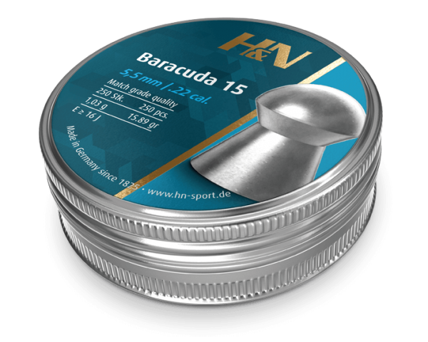 H&amp;N Baracuda 15s Airgun Pellets .22 cal 5.52mm 1 x 250 pcs