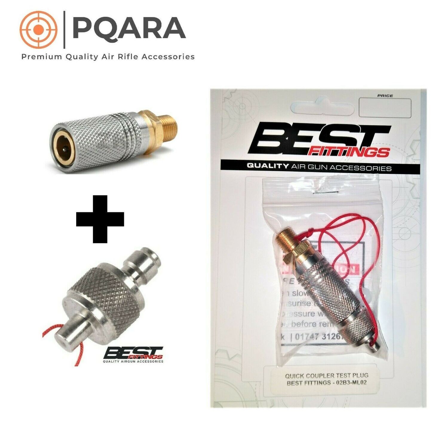 PQARA Extended Daystate / Foster PCP Filler Adaptor + Best Fittings Dust Protector Pressure Guage Combo