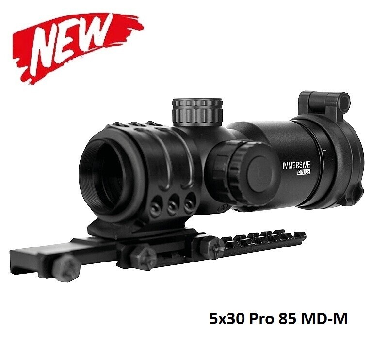 Immersive Optics 5x30 Pro 85 MD-M with MOA Adjustable Mounts - Long 85mm Eye Relief Immersive Optics 5x30 Pro 85 MD-M with MOA Adjustable Mounts - Long 85mm Eye Relief