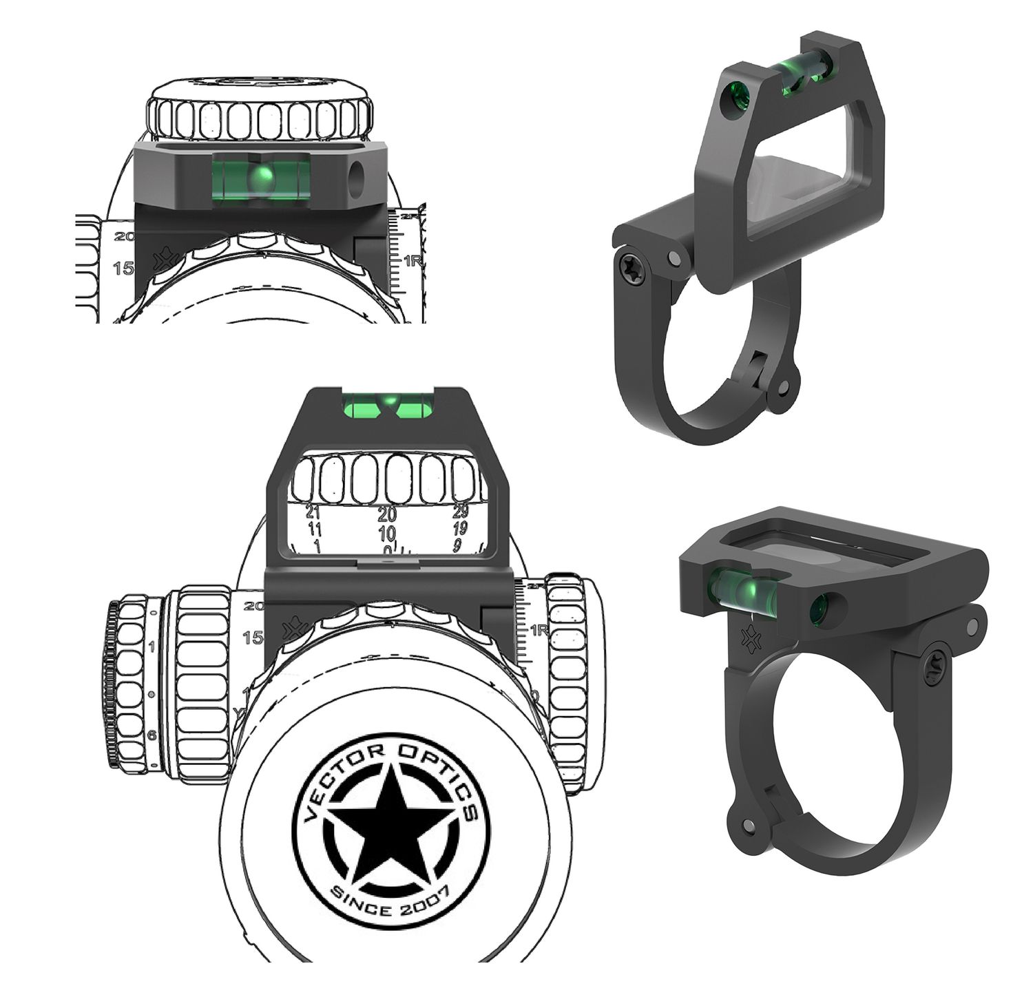 Vector Optics SCTR-01 X-ACCU 30mm Quick-flip Turret Magnifier with Anti Cant Bubble Level