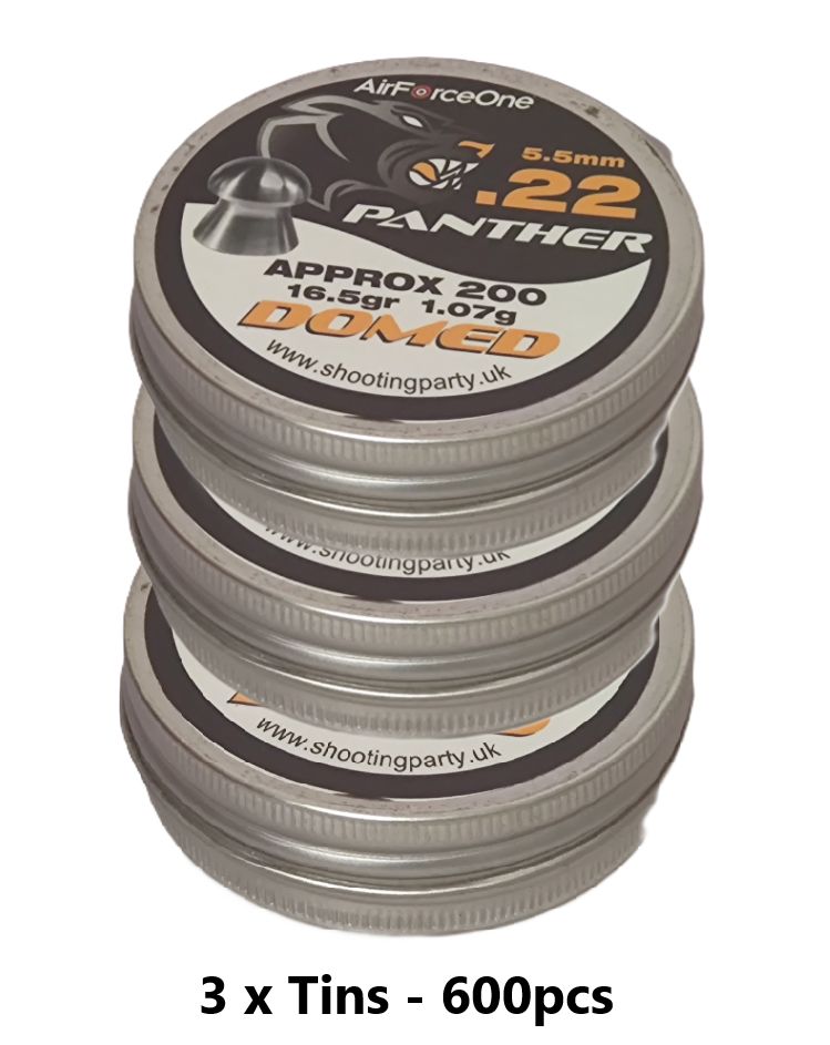 .22 AirForceOne Panther Airgun Pellets .22 3 x Tins 600 pcs .22 AirForceOne Panther Airgun Pellets .22 3 x Tins 600 pcs