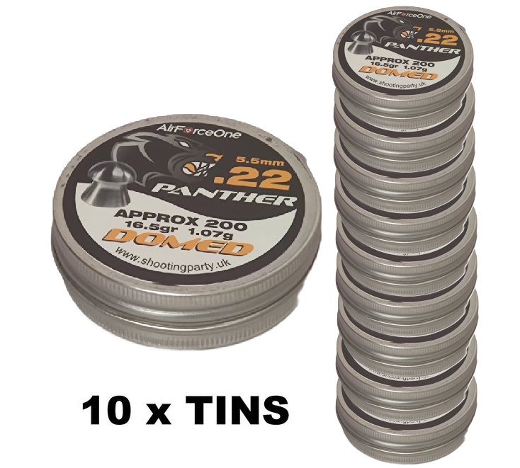 .22 AirForceOne Panther Airgun Pellets .22 10 x Tins 2000 pcs .22 AirForceOne Panther Airgun Pellets .22 10 x Tins 2000 pcs