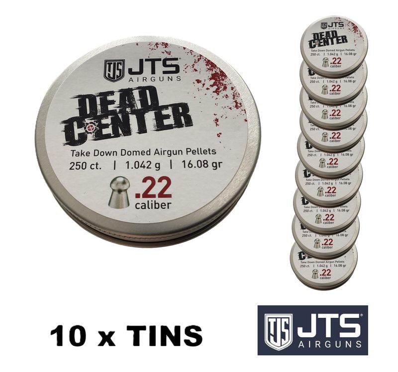 JTS Dead Center Domed .22 5.5mm Airgun Pellets – 16.05 grains 10 x Tins - 2500 pcs