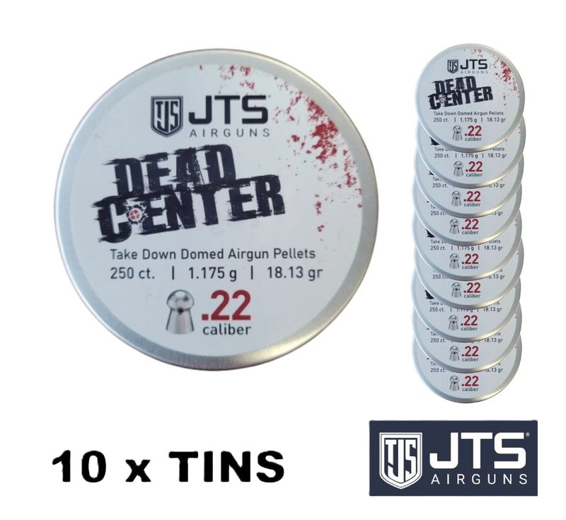 JTS Dead Center Domed .22 5.5mm Airgun Pellets – 18.13 grains 10 x Tins 2500 pcs